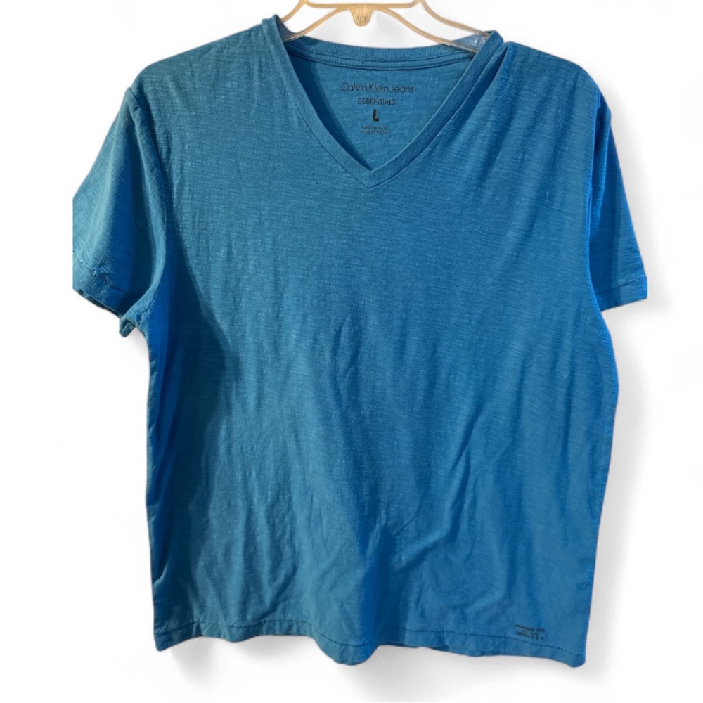 Calvin Klein Jeans Teal V-Neck Men's Tee